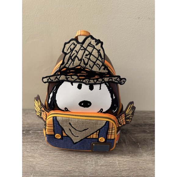 New Loungefly x Peanuts Snoopy Scarecrow Fall Mini Backpack W4 - Picture 1 of 8